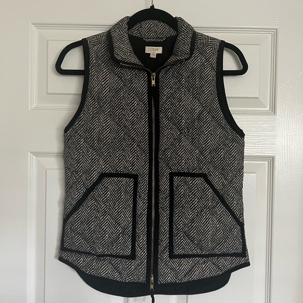 JCrew Excursion Quilted Herringbone Vest Womens Zip Up Size XXS - Picture 2 of 5